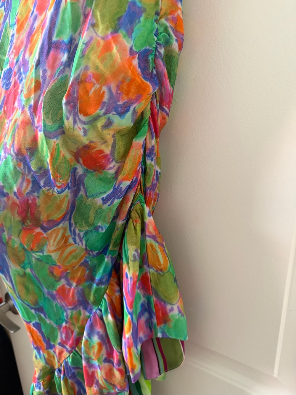 High-Low Floral Ruffle Midi Skirt - Multi Color - Picture 2 of 6